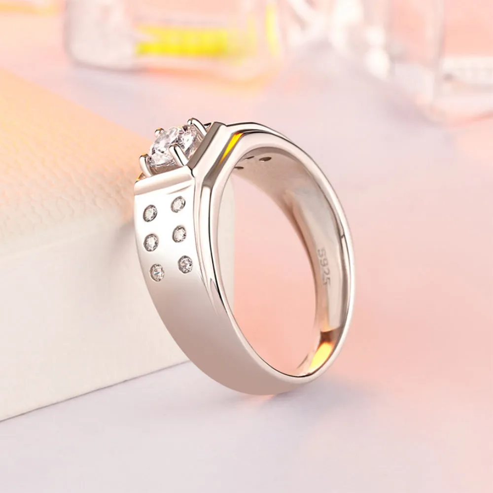 Real Solid 925 Sterling Silver Rings Cubic Zirconia Fashion Wedding Engagement Jewelry Size 8-12