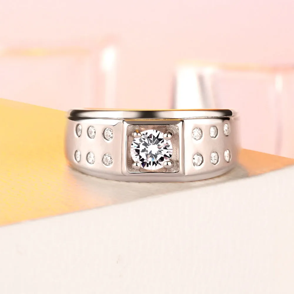 Real Solid 925 Sterling Silver Rings Cubic Zirconia Fashion Wedding Engagement Jewelry Size 8-12