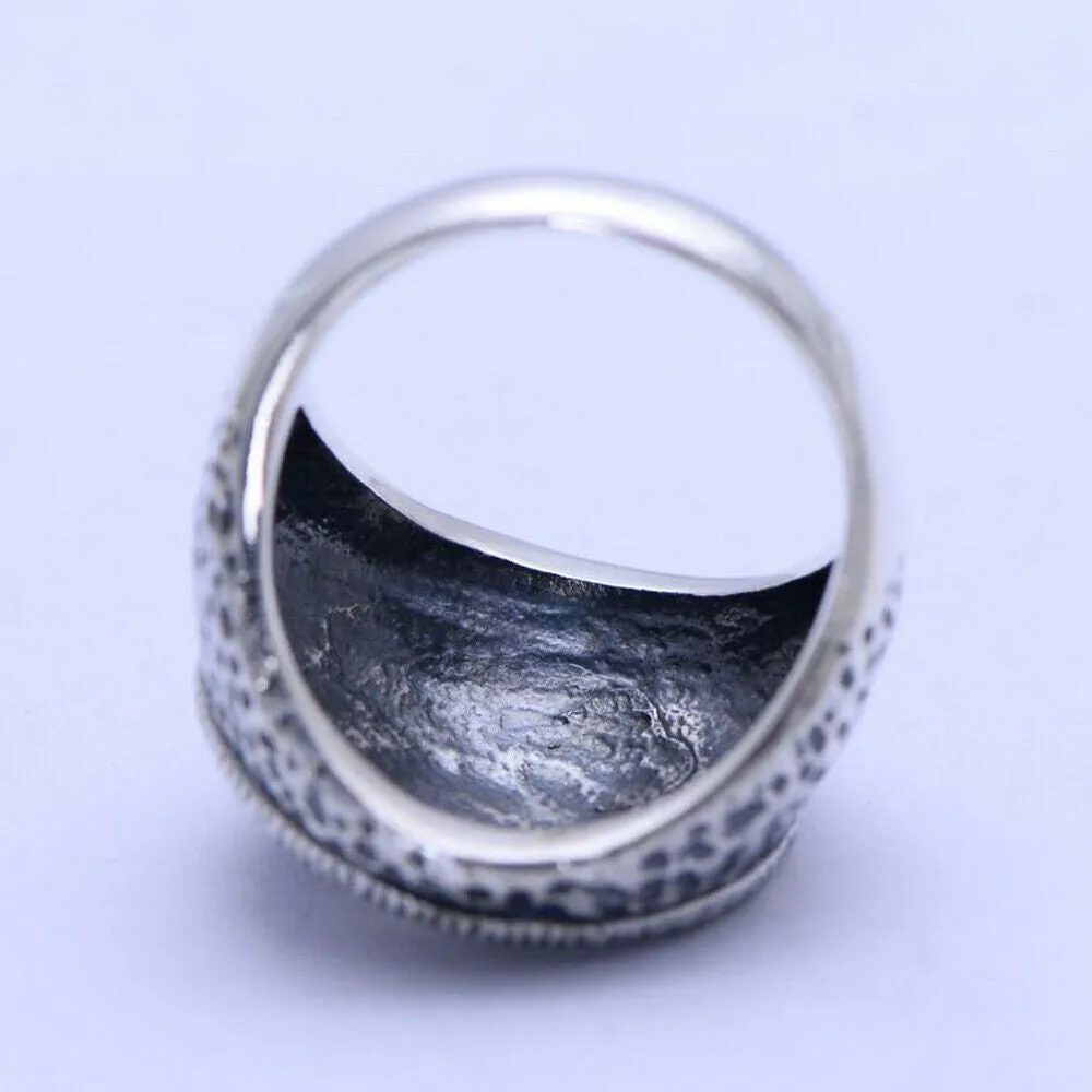 Real Solid 925 Sterling Silver Rings Eye of God Round Fashion Punk Jewelry Size 8-10.5