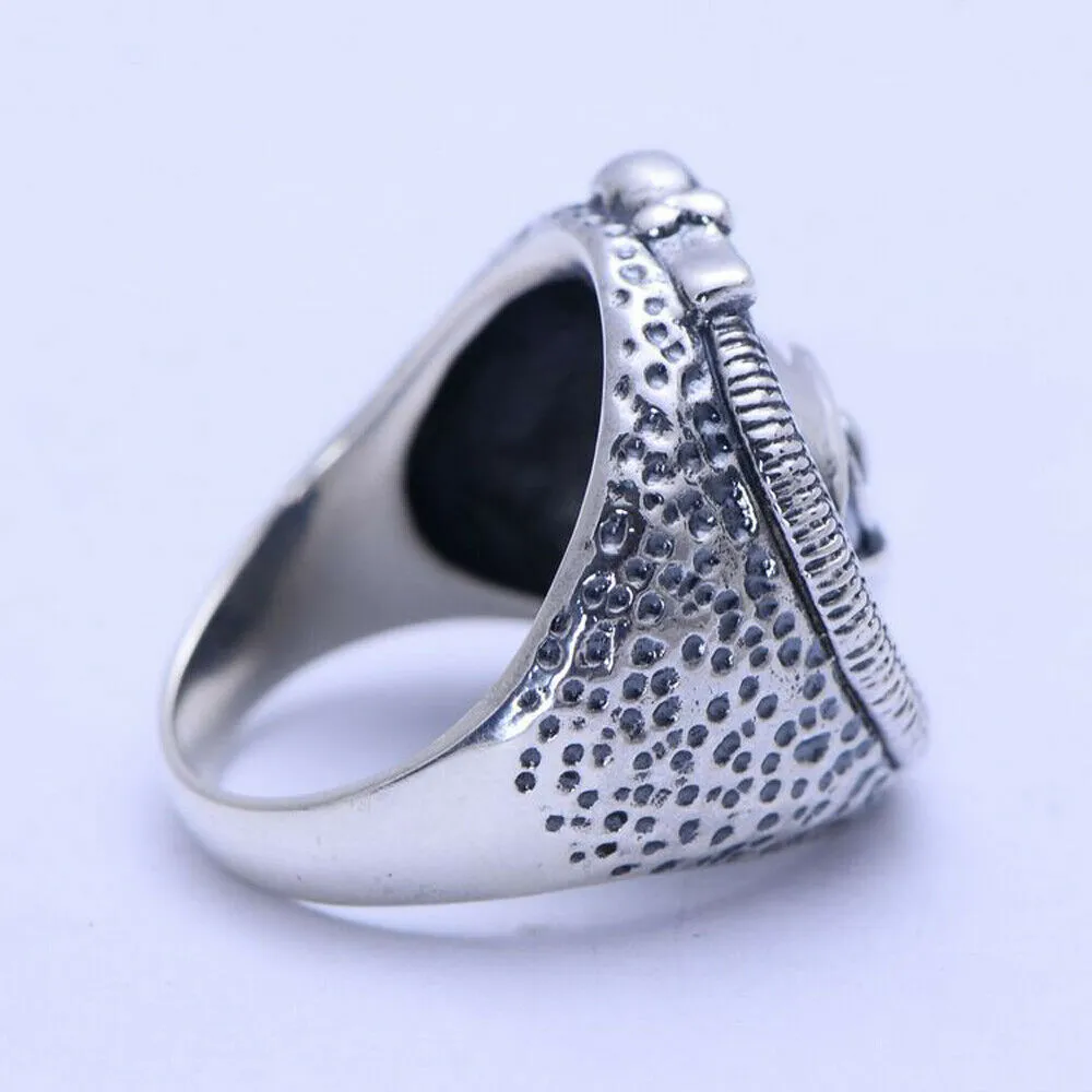 Real Solid 925 Sterling Silver Rings Eye of God Round Fashion Punk Jewelry Size 8-10.5