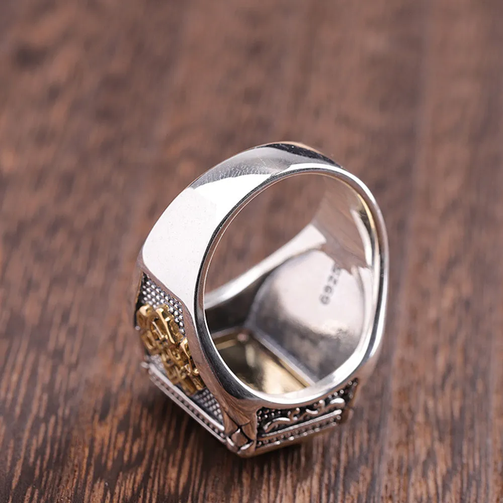 Real Solid 925 Sterling Silver Rings Sanskrit Vajra Cross Fashion Gothic Punk Jewelry Size 8-10.5