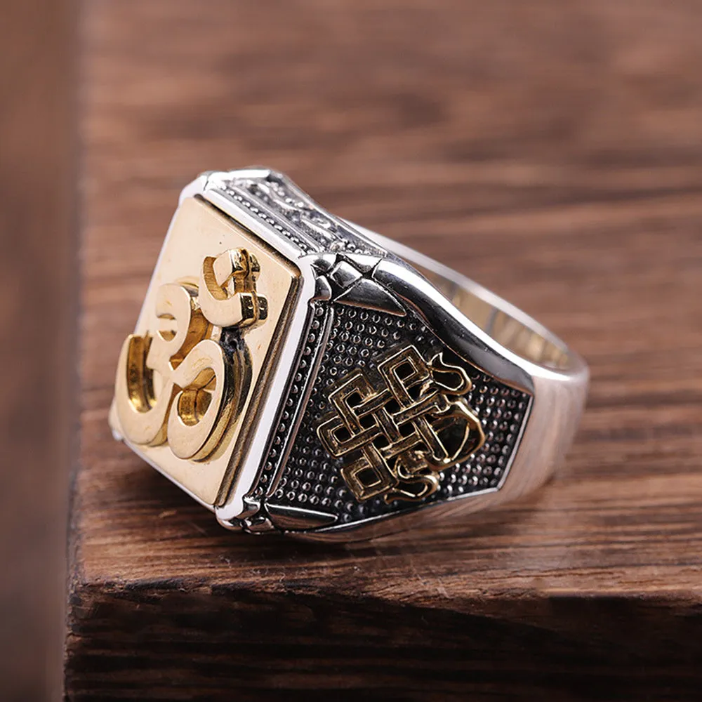 Real Solid 925 Sterling Silver Rings Sanskrit Vajra Cross Fashion Gothic Punk Jewelry Size 8-10.5
