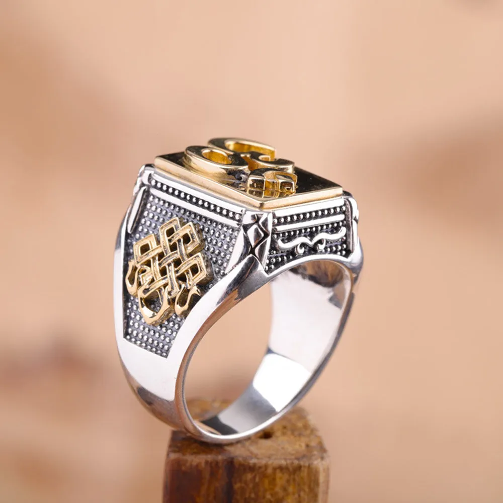 Real Solid 925 Sterling Silver Rings Sanskrit Vajra Cross Fashion Gothic Punk Jewelry Size 8-10.5