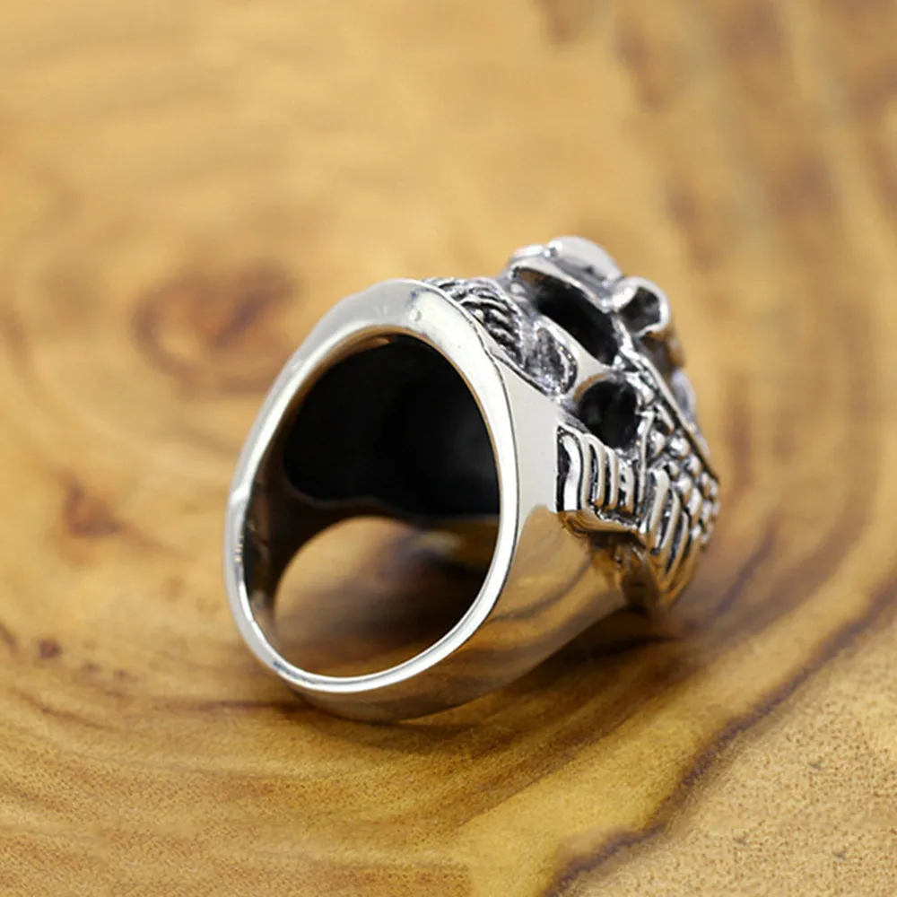 Real Solid 925 Sterling Silver Rings Skeletons & Skulls Gothic Hip Hop Jewelry Size 8.5-10.5