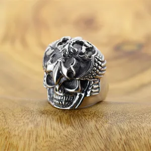 Real Solid 925 Sterling Silver Rings Skeletons & Skulls Gothic Hip Hop Jewelry Size 8.5-10.5