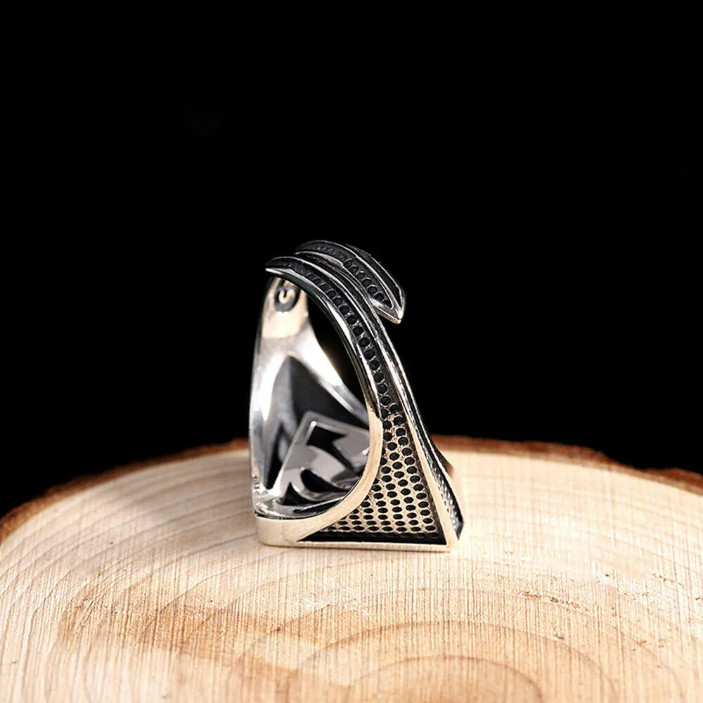 Real Solid 925 Sterling Silver Rings Superman Superhero Hip Hop Jewelry Open Size Adjustable
