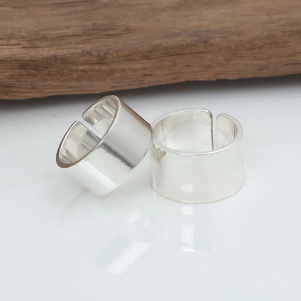 Real Solid 999 Fine Pure Silver Rings Polished Band Fashion Jewelry Open Size 5-10