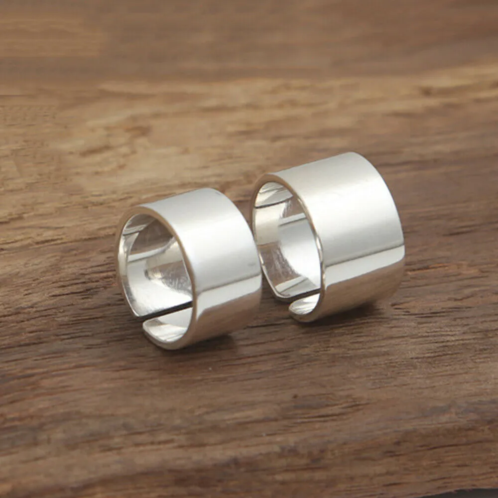 Real Solid 999 Fine Pure Silver Rings Polished Band Fashion Jewelry Open Size 5-10