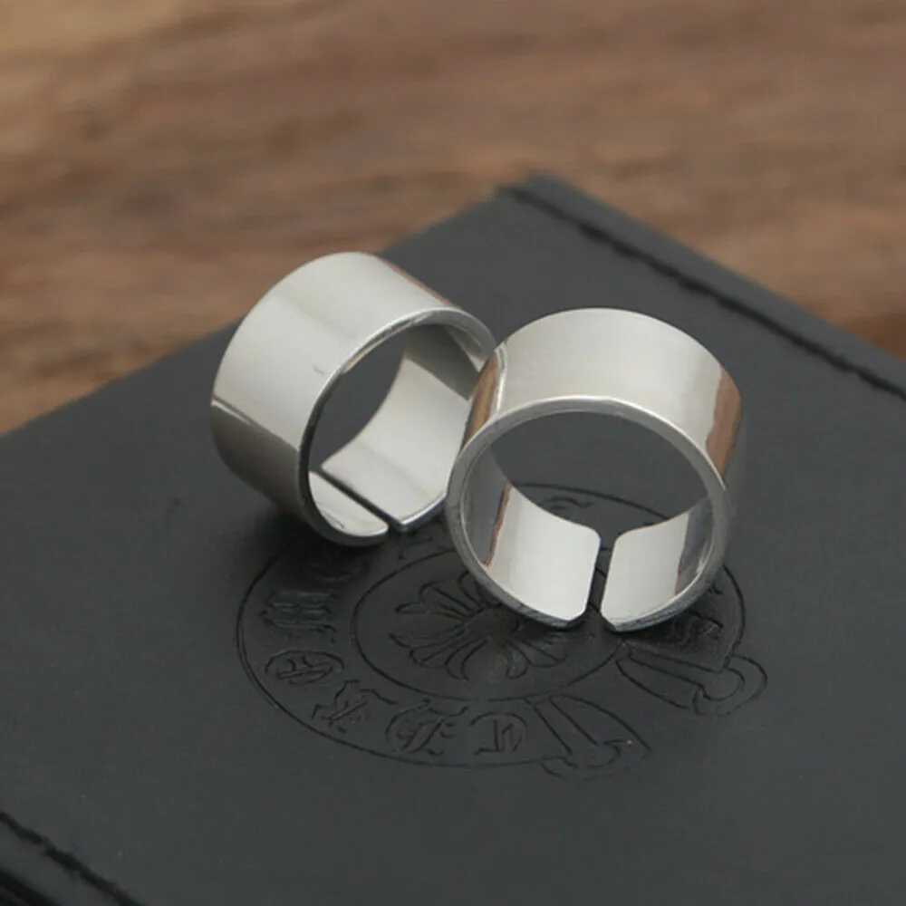 Real Solid 999 Fine Pure Silver Rings Polished Band Fashion Jewelry Open Size 5-10