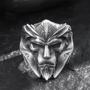 Real Solid 999 Sterling Silver Rings Optimus Prime Autobot Gothic Punk Jewelry Open Size 8-10