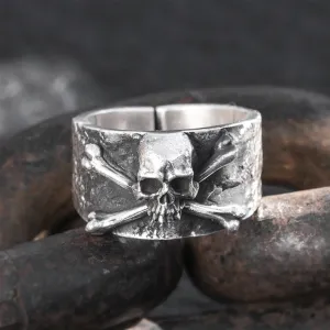 Real Solid 999 Sterling Silver Rings Skeletons & Skulls Gothic Hiphop Jewelry Open Size 8-10