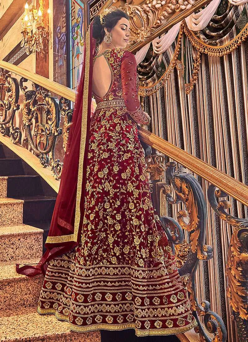 Red and Gold Heavy Embroidered Anarkali