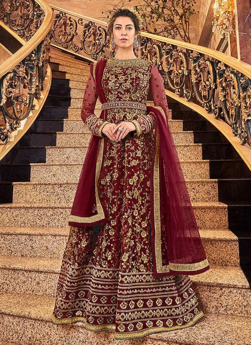 Red and Gold Heavy Embroidered Anarkali