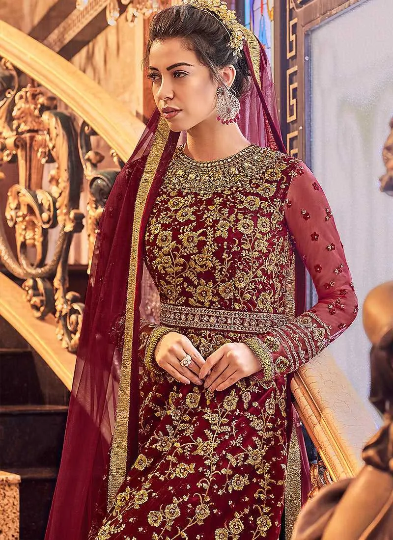 Red and Gold Heavy Embroidered Anarkali