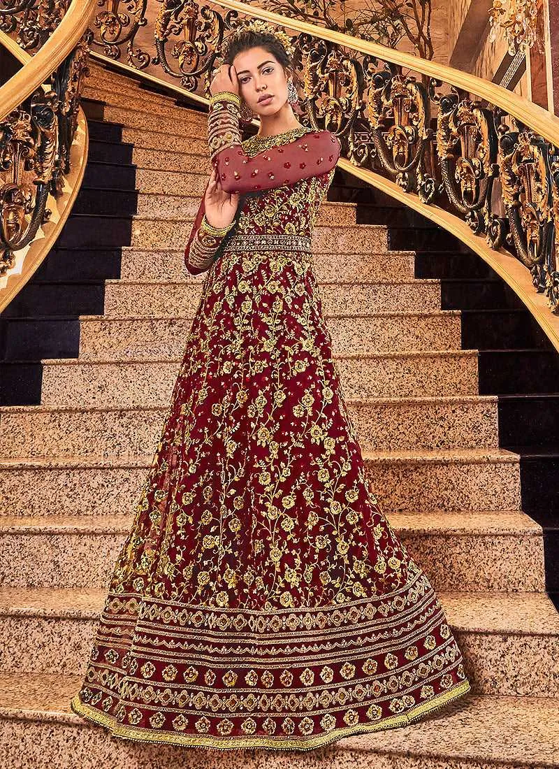 Red and Gold Heavy Embroidered Anarkali