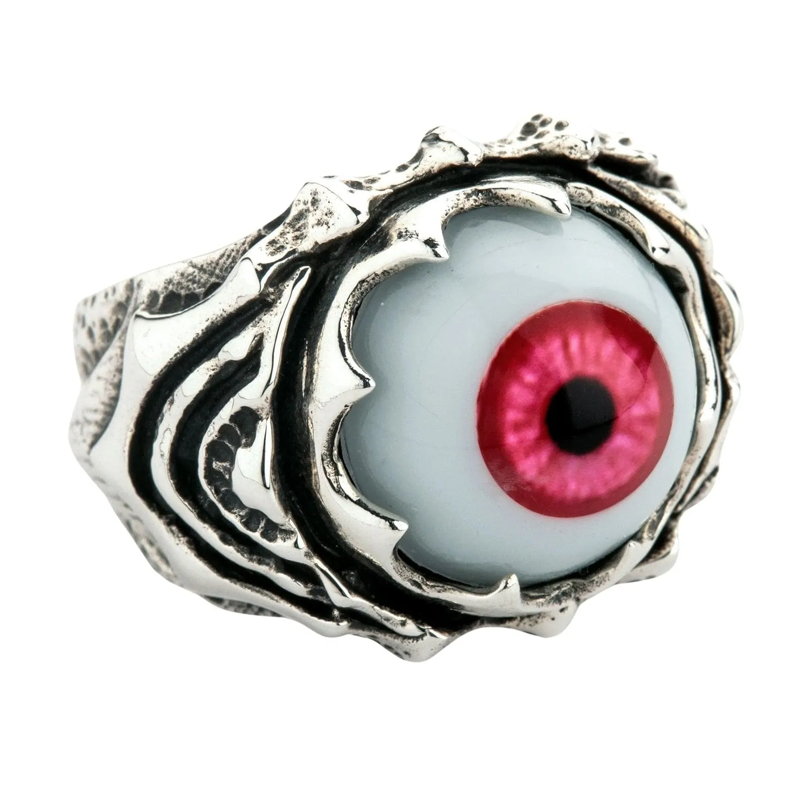 Red Evil Eyeball Sterling Silver Ring