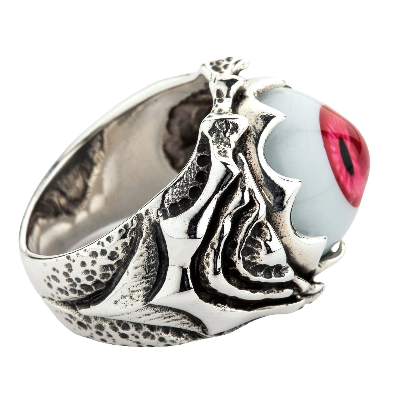 Red Evil Eyeball Sterling Silver Ring