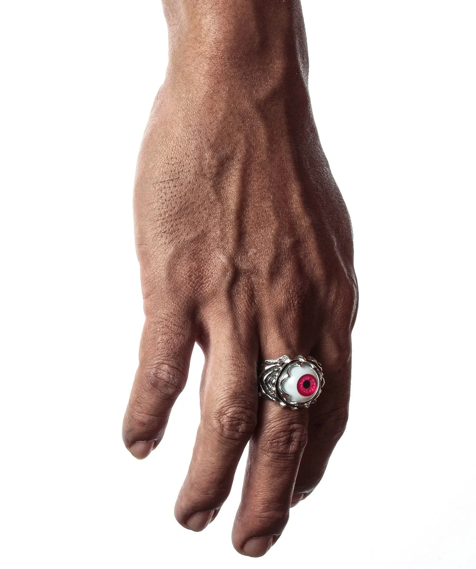 Red Evil Eyeball Sterling Silver Ring