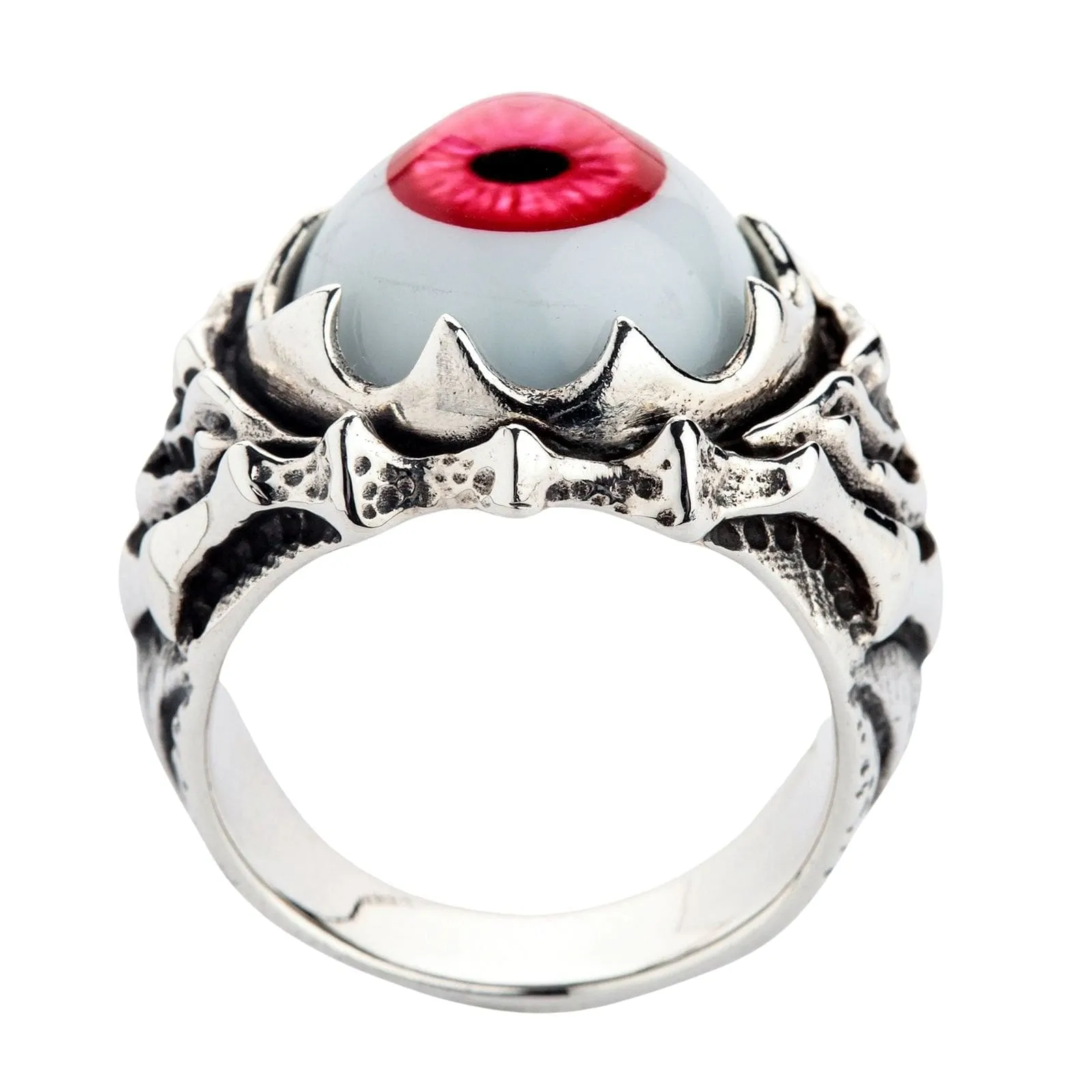 Red Evil Eyeball Sterling Silver Ring