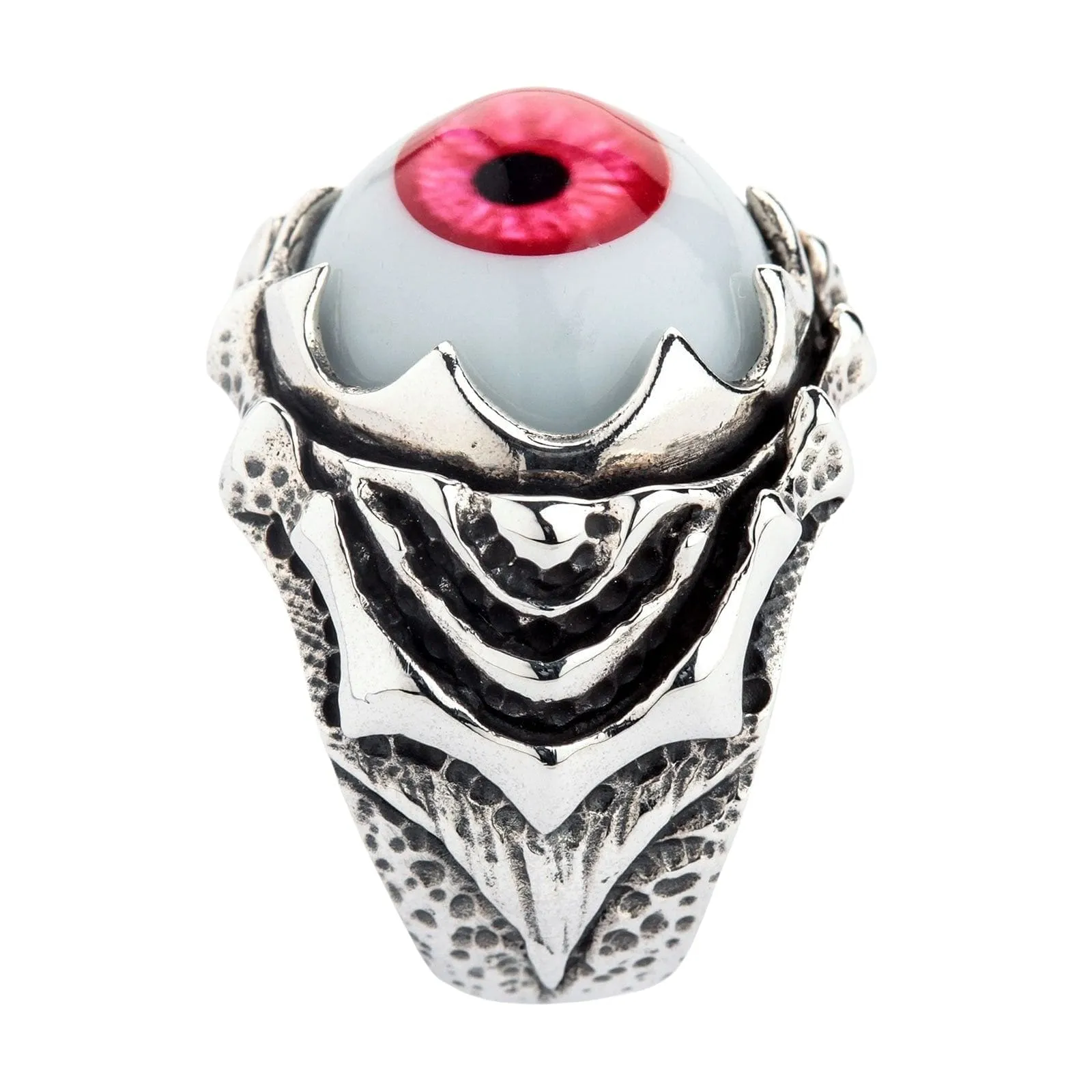 Red Evil Eyeball Sterling Silver Ring