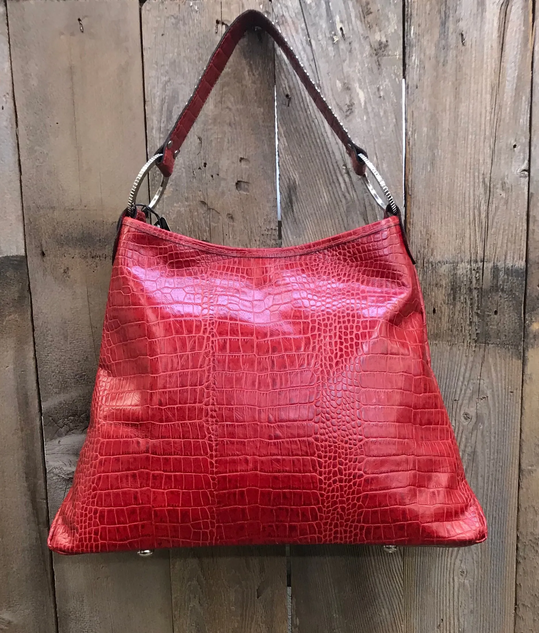Red Leather With Swarovski Crystal Cross
