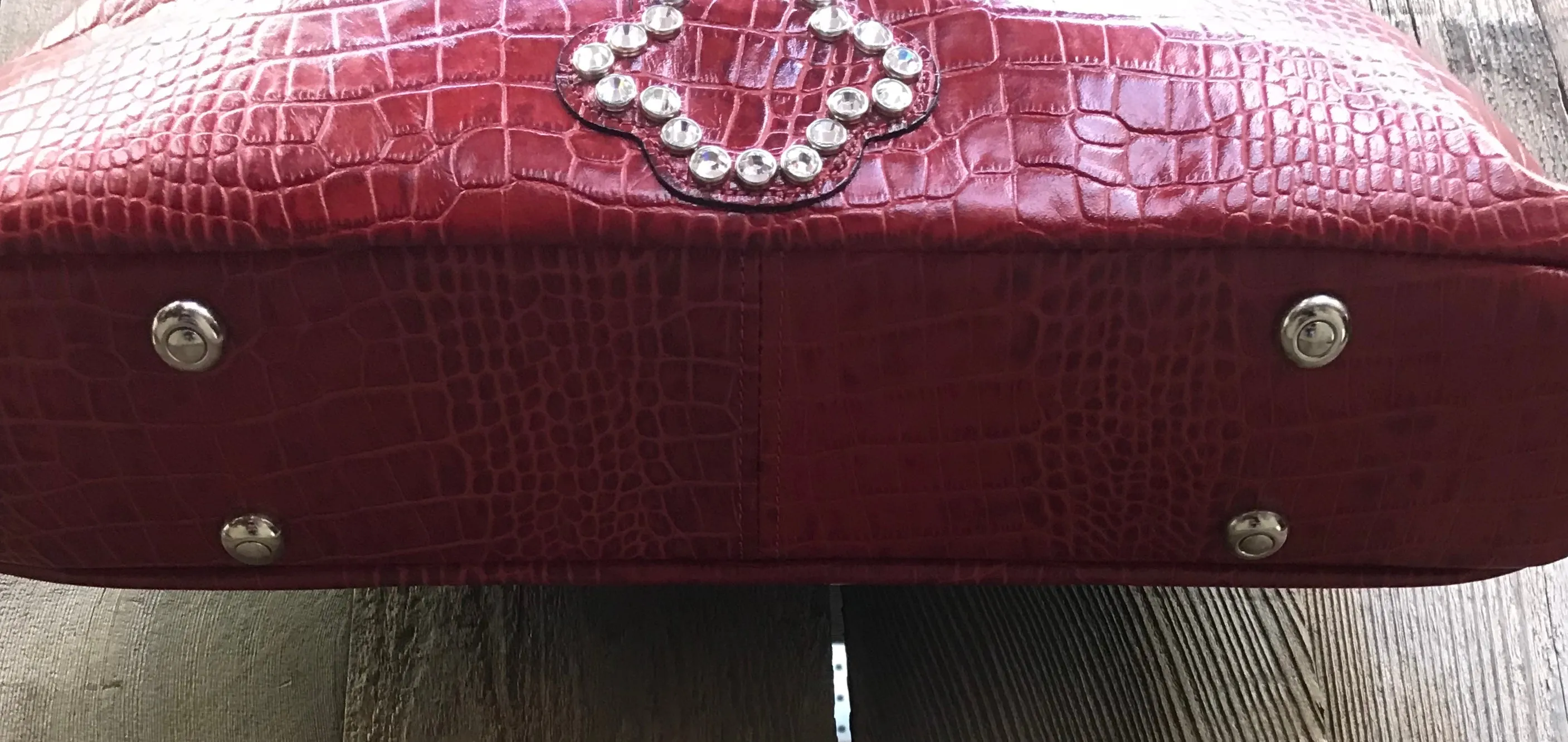 Red Leather With Swarovski Crystal Cross