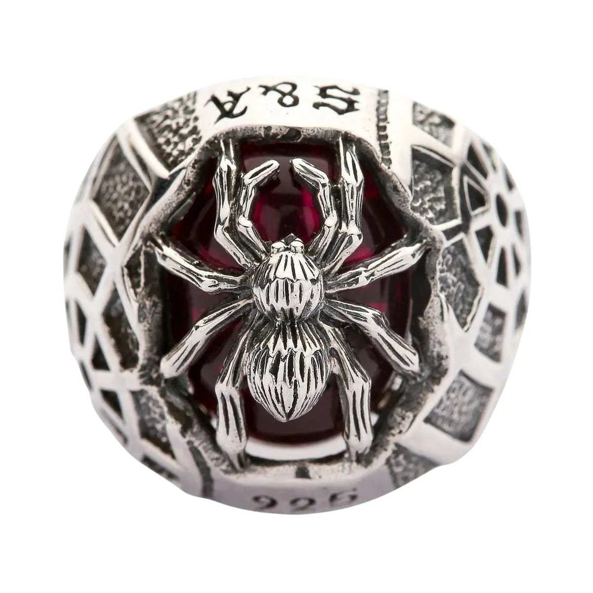 Red Spider Sterling Silver Gothic Ring