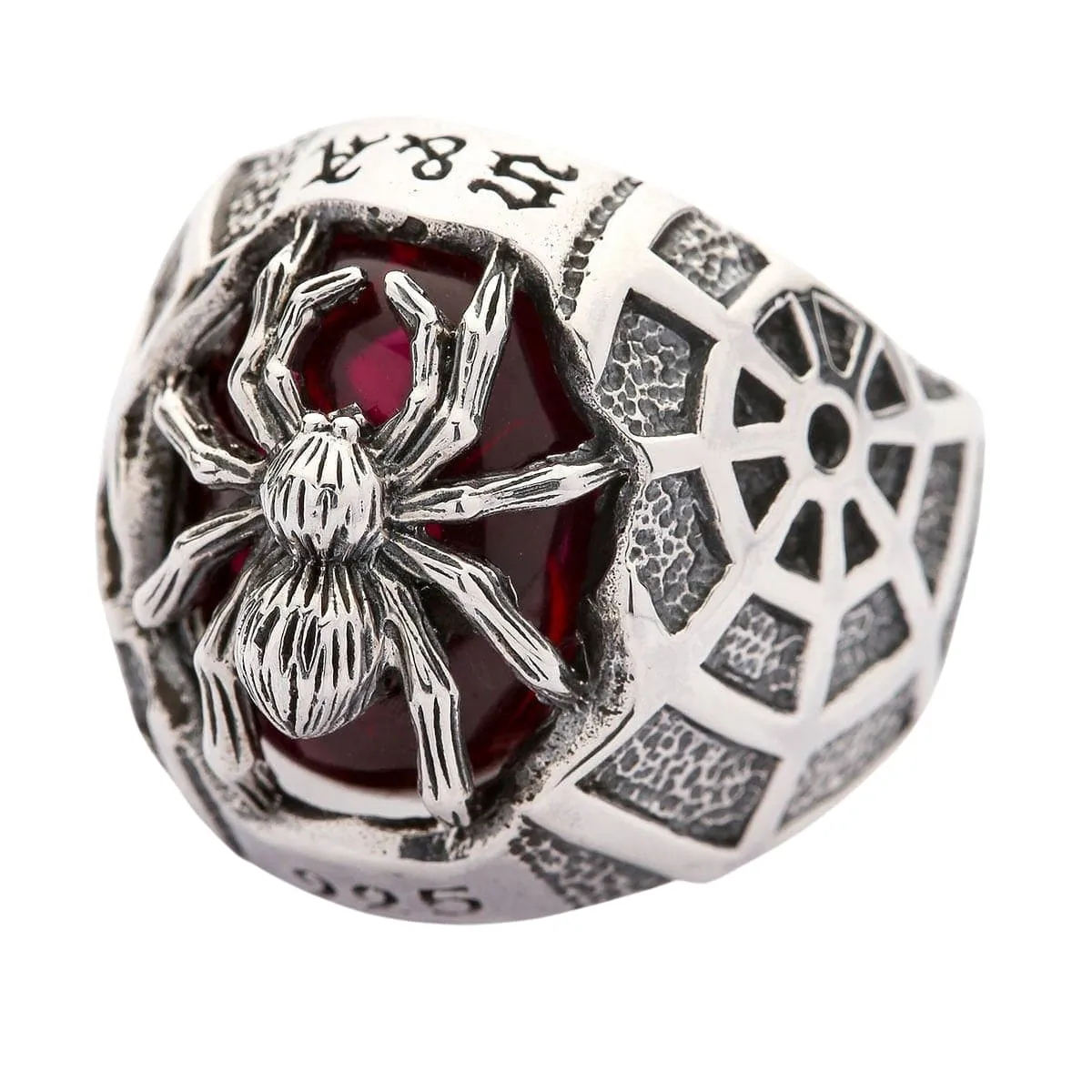 Red Spider Sterling Silver Gothic Ring