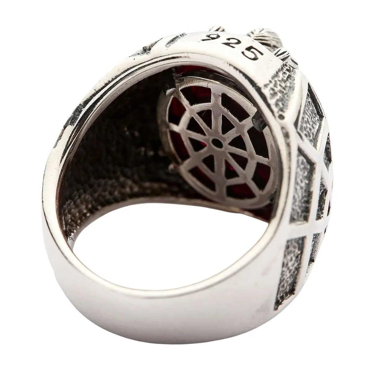 Red Spider Sterling Silver Gothic Ring