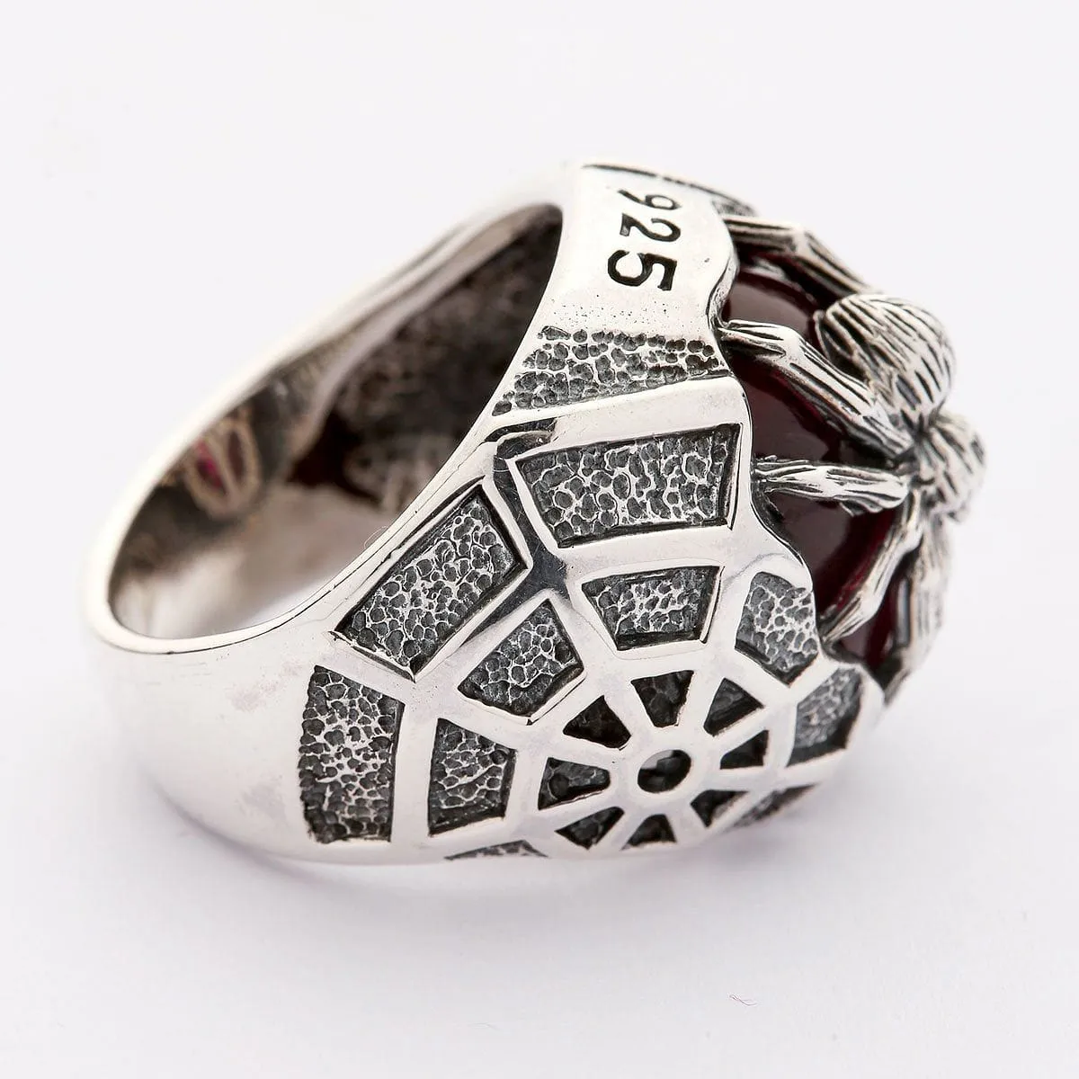 Red Spider Sterling Silver Gothic Ring