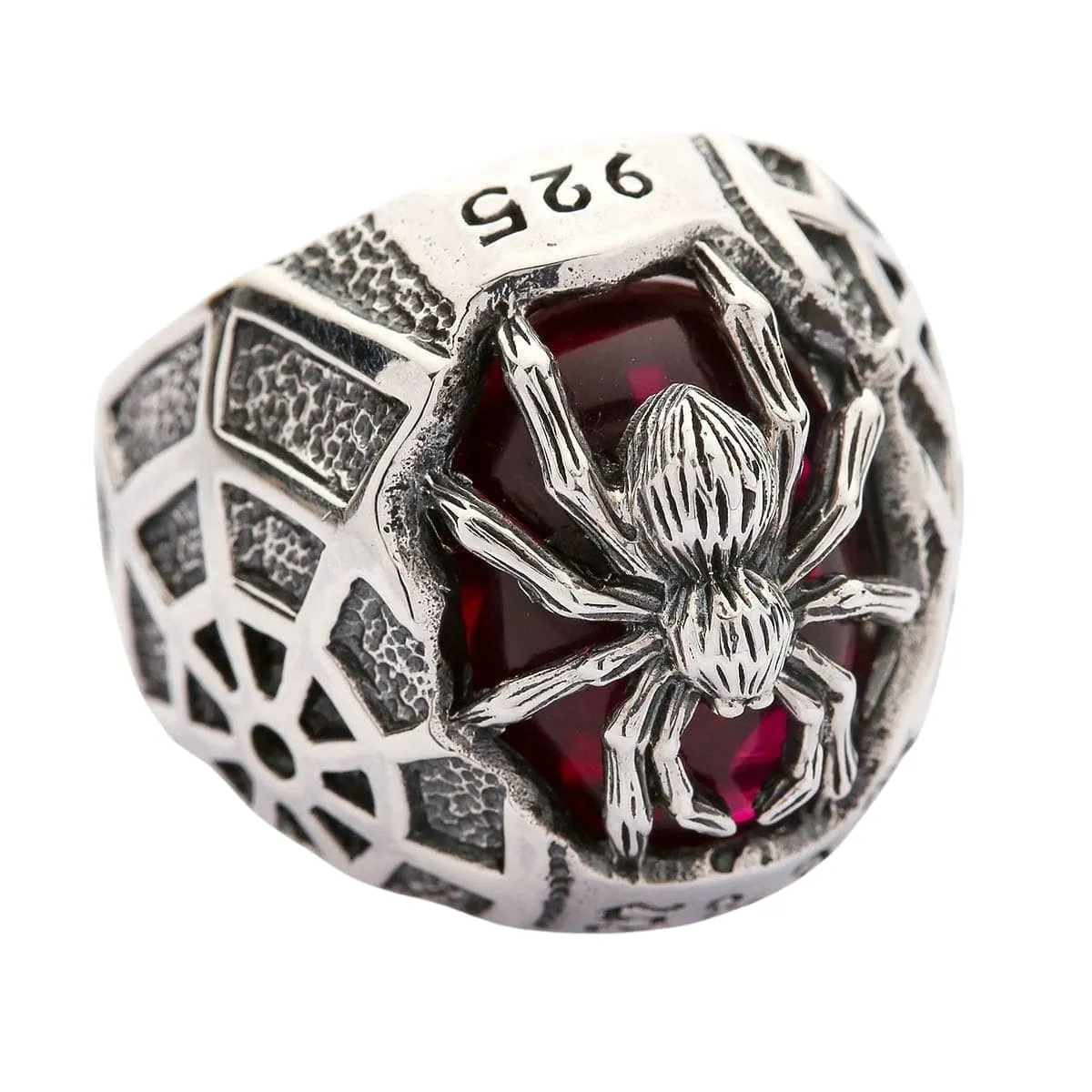 Red Spider Sterling Silver Gothic Ring