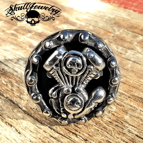 Riders on the Storm - Big, Bold & Heavy Motorcycle Engine Ring (#646)