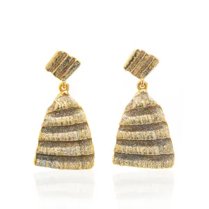 Ridged Shell Drop Triangular Earring Gold Stardust