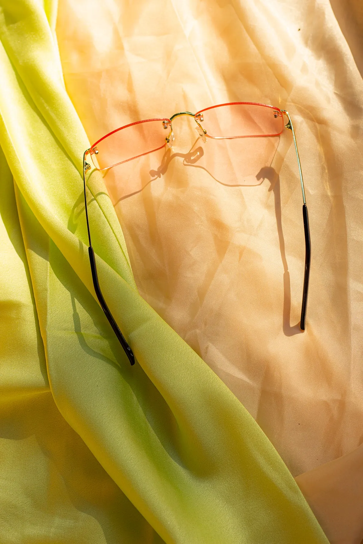 Rimless Rectangle Colour Tint Sunglasses