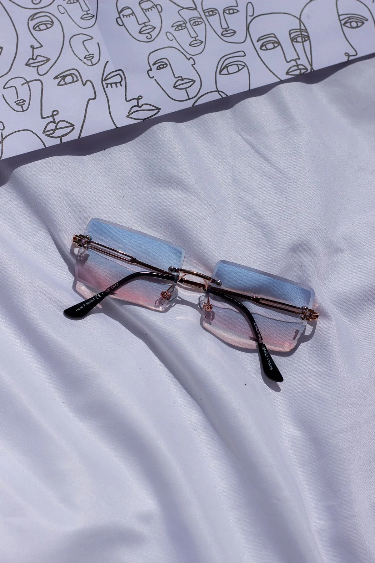 Rimless Rectangle Colour Tint Sunglasses