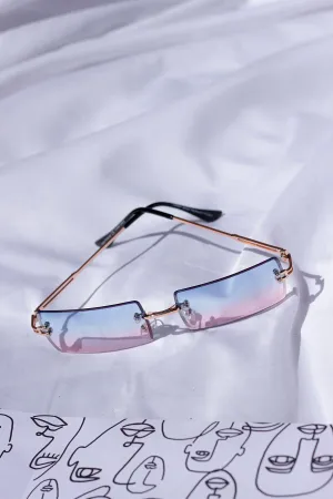 Rimless Rectangle Colour Tint Sunglasses