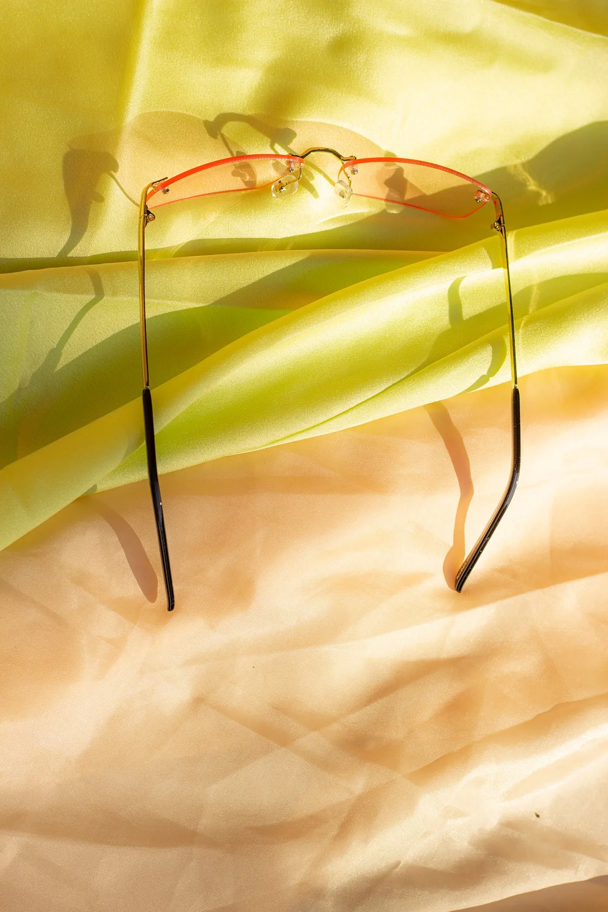 Rimless Rectangle Colour Tint Sunglasses