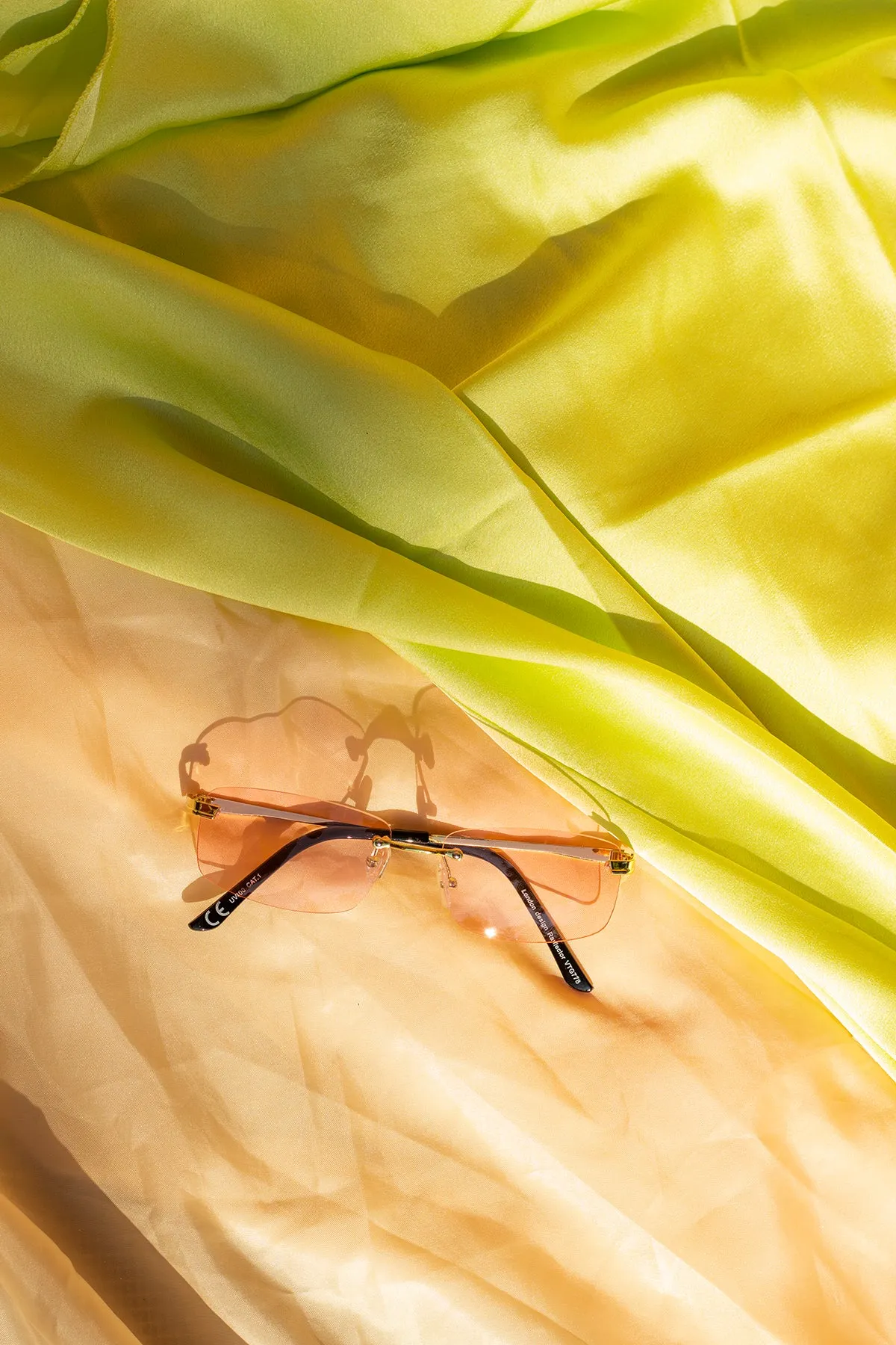 Rimless Rectangle Colour Tint Sunglasses