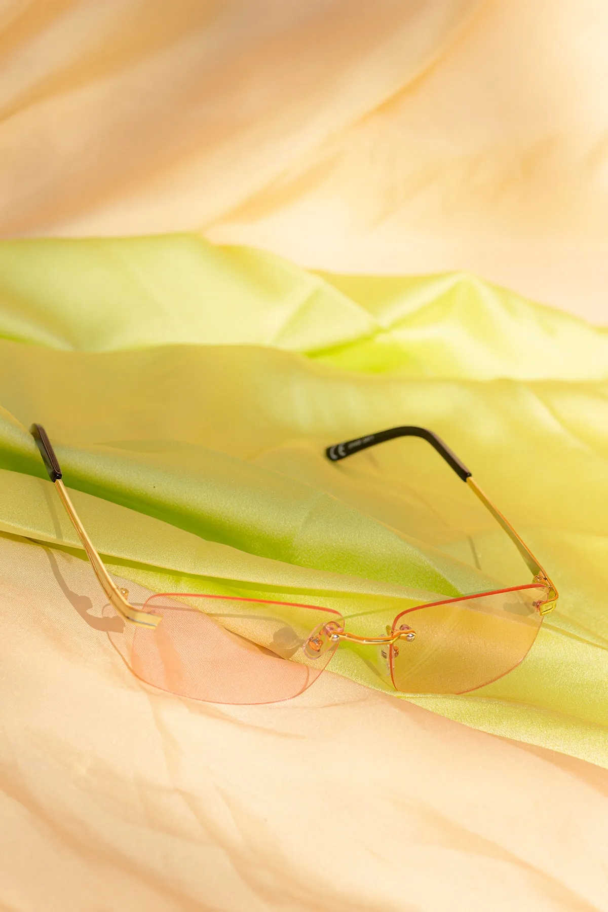 Rimless Rectangle Colour Tint Sunglasses