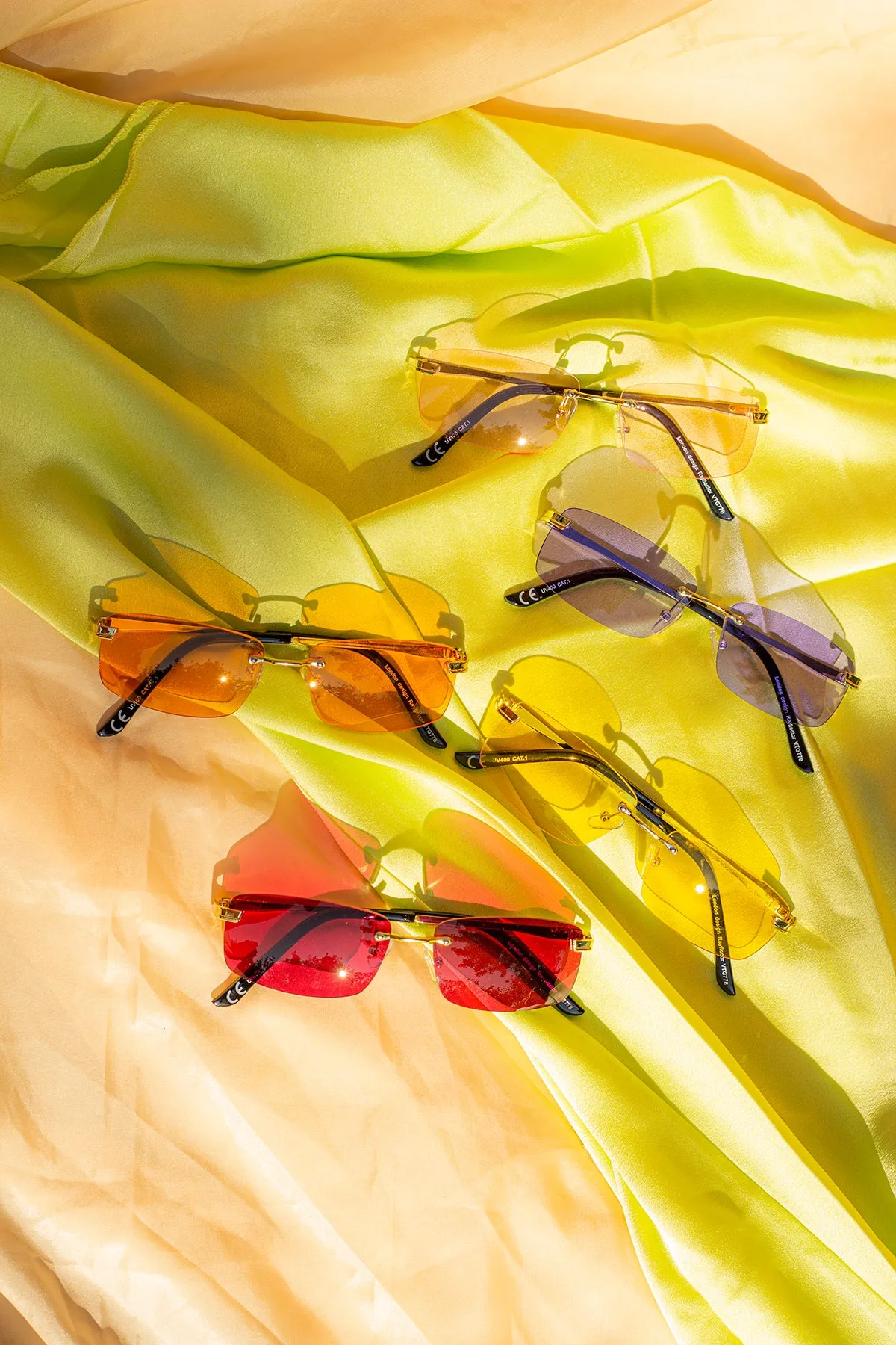 Rimless Rectangle Colour Tint Sunglasses