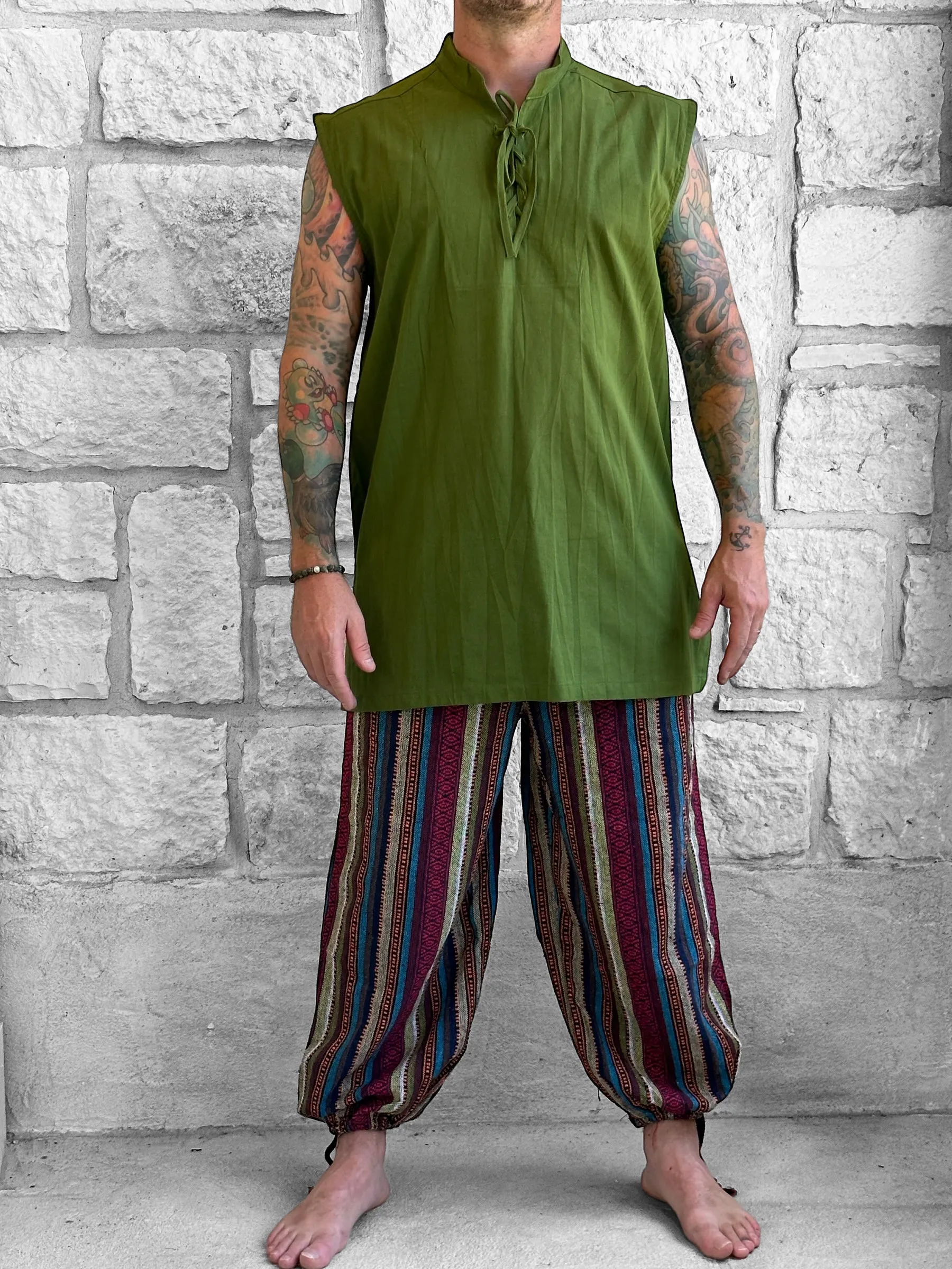 'Rogue' Medieval Sleeveless Shirt - Green