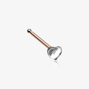 Rose Gold Heart Sparkle Nose Stud Ring