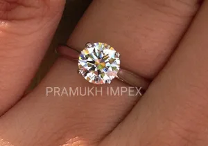 Round Brilliant Moissanite Engagement Ring 2.01 CT , 14K White Gold Vintage Wedding Ring
