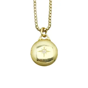Round Punk Medallion with Star Locket Necklace