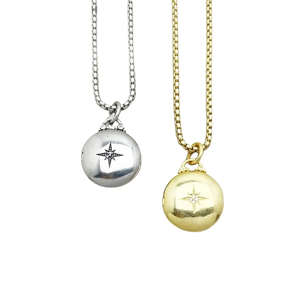 Round Punk Medallion with Star Locket Necklace