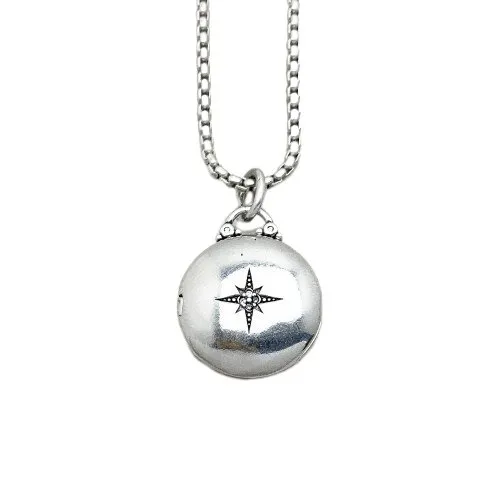 Round Punk Medallion with Star Locket Necklace