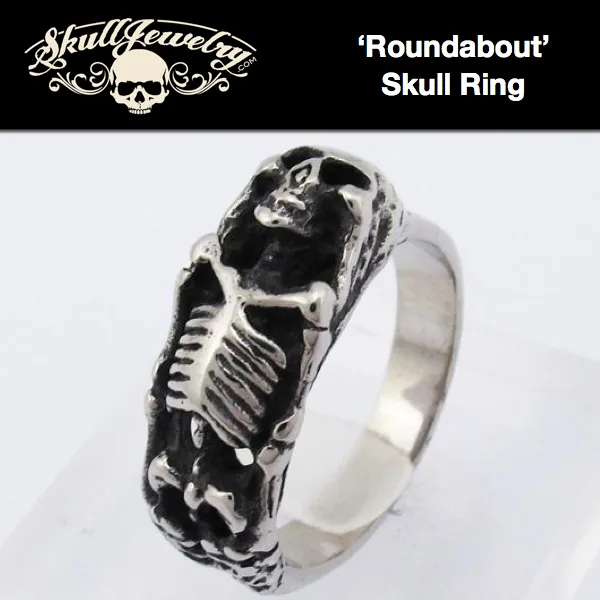 'Roundabout' Stainless Steel Skull Ring (692)