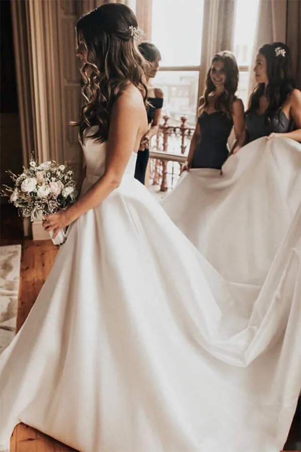 Roycebridal Fabulous Ivory Satin Ball Gown Sweetheart Wedding Dresses, Bridal Gown, MW626