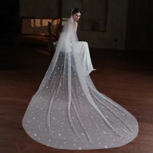 Roycebridal Heart Printed Tulle Bridal Veil Cathedral Length Viniodress V873