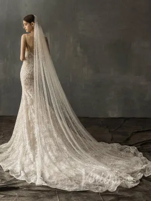 Roycebridal Ivory White Chapel Bridal Veils with Pearls AC1008